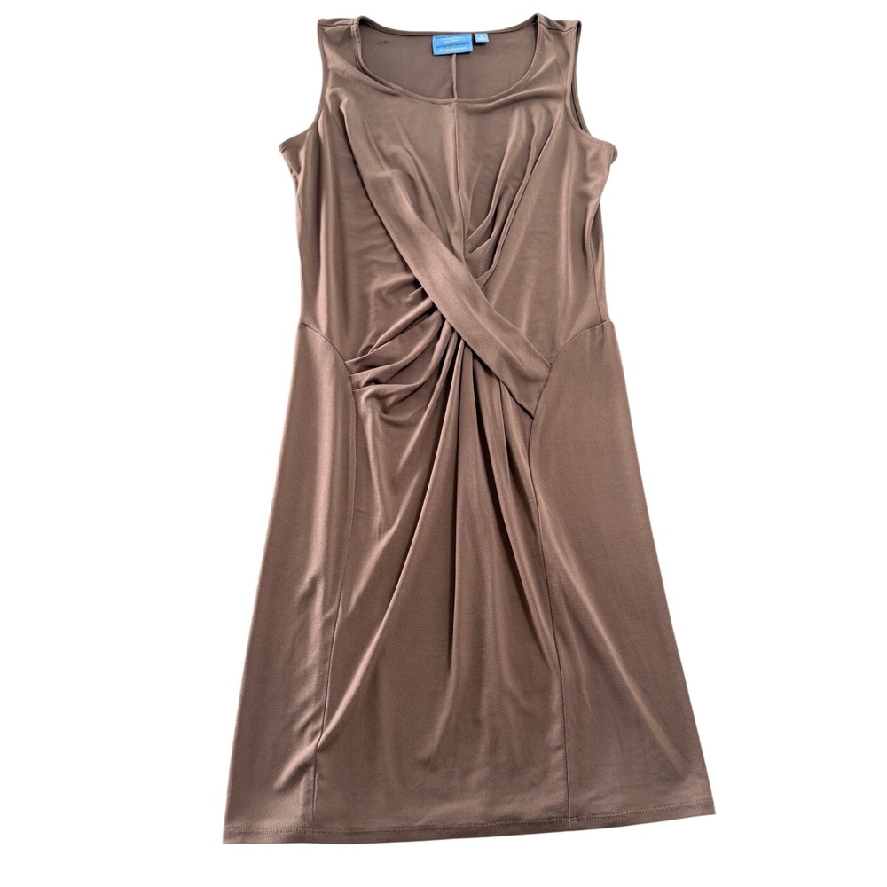 Simply Vera Vera Wang Twist Front Dress Womens S Brown Sleeveless Sheath Casual